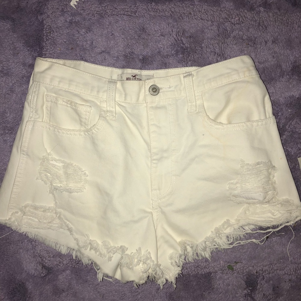 White ripped Hollister Shorts